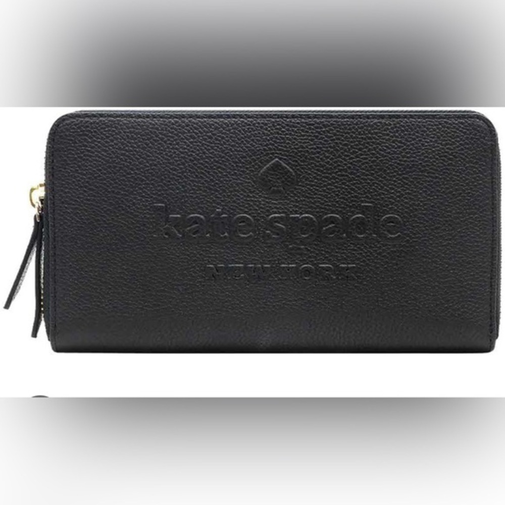 Kate spade black leather zip wallet - Picture 1 of 7